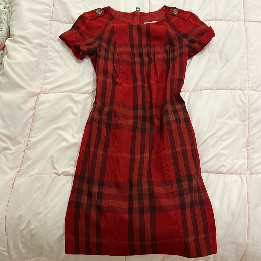 Burberry red plaid dress